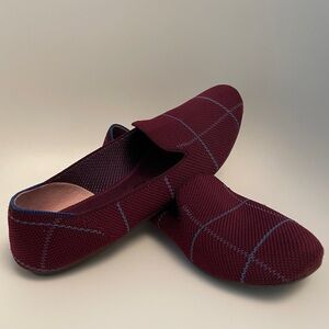 Rothy's Maroon and Blue Plaid Loafer Flats Women’s 12 Burgundy